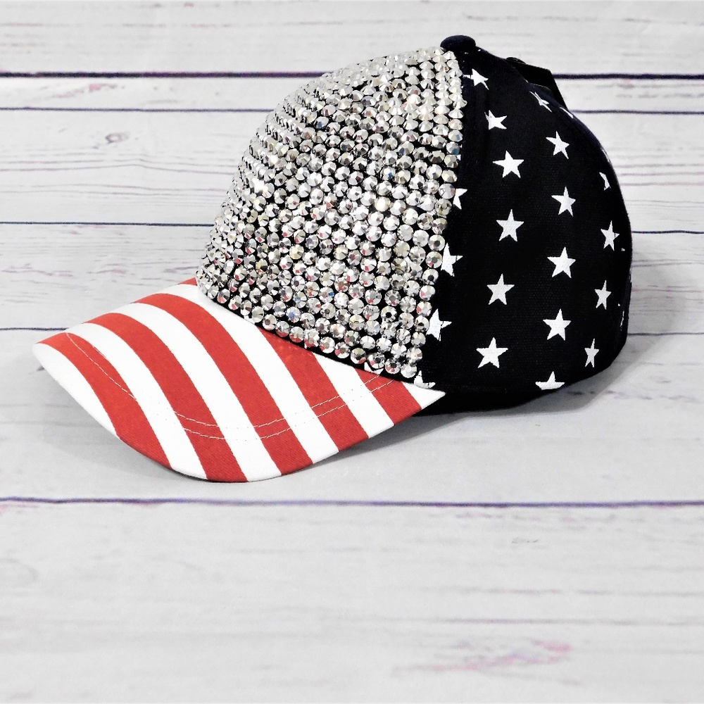 Red White & Blue/ Stars & Stripes Bling Cap